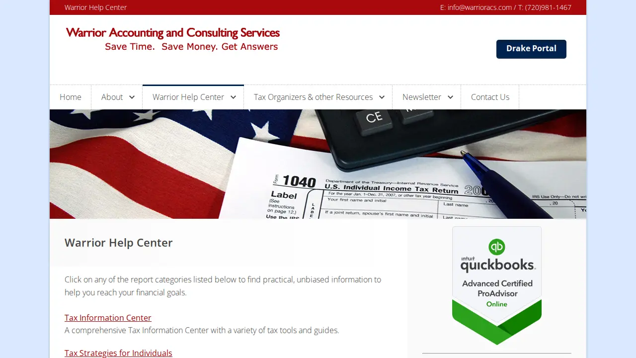 Warrior Accounting and Consulting page