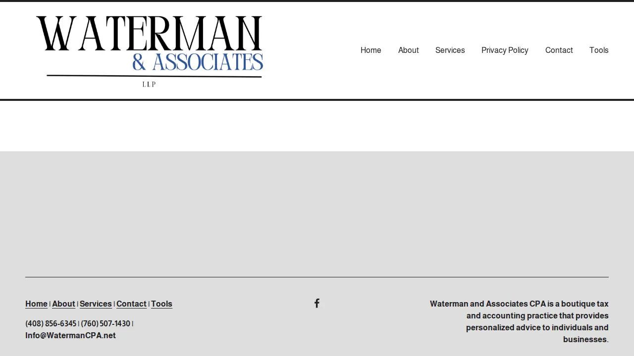 Waterman and Associates, CPA page