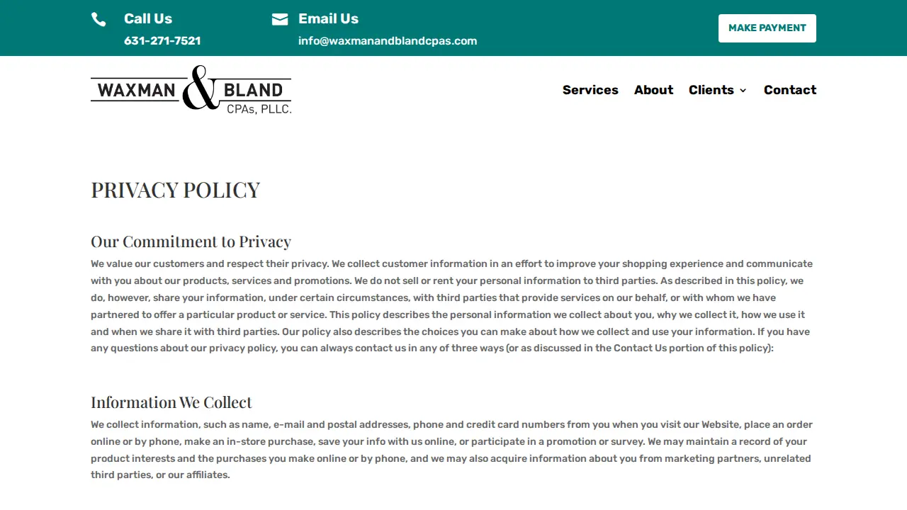 Waxman & Bland CPAs page