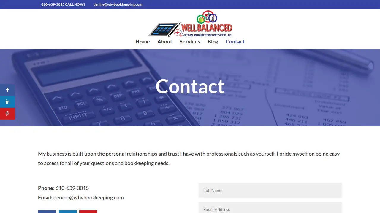 Well Balanced Virtual Bookkeeping Services page