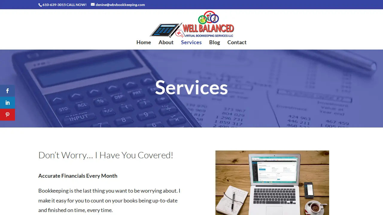 Well Balanced Virtual Bookkeeping Services page