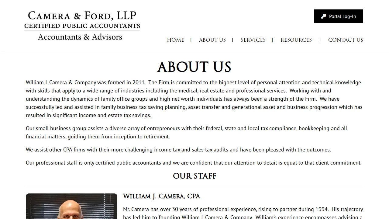 William J. Camera, CPA page