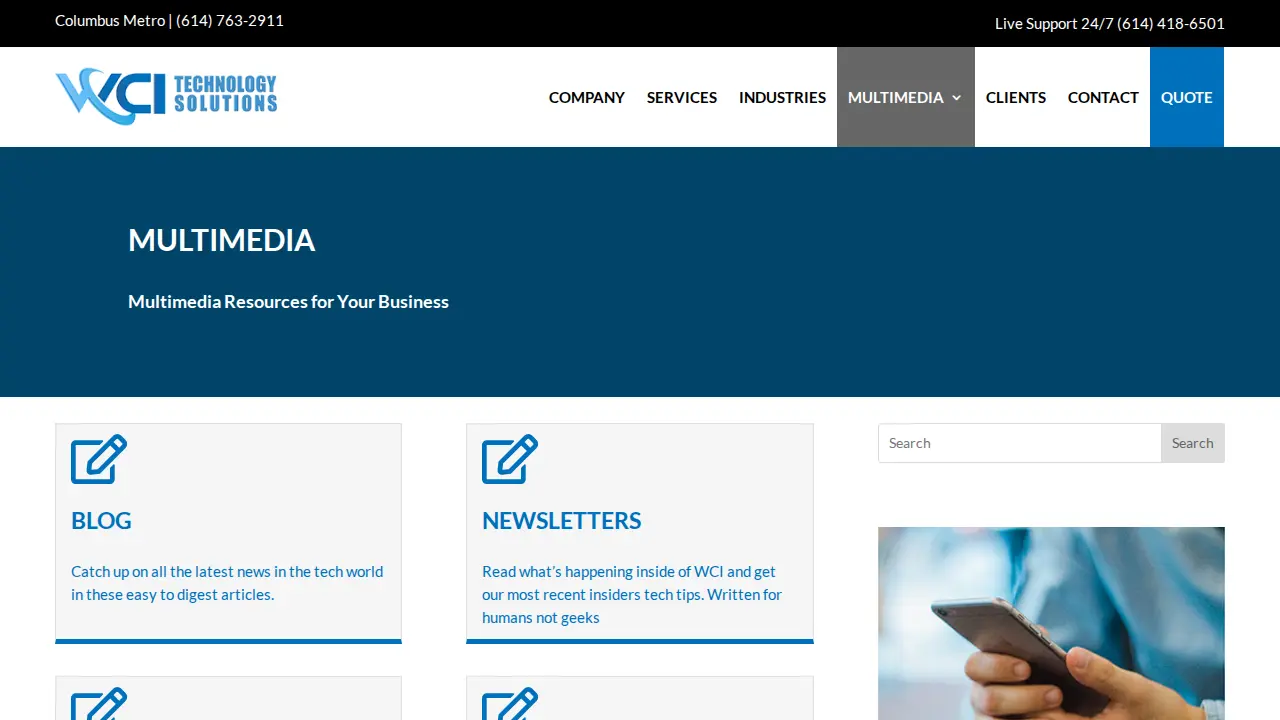 WCI Technology Solutions page