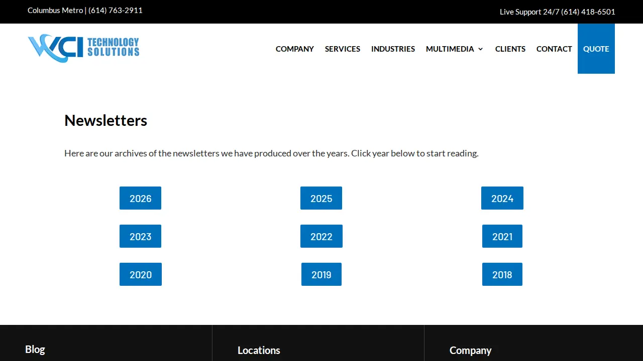 WCI Technology Solutions page