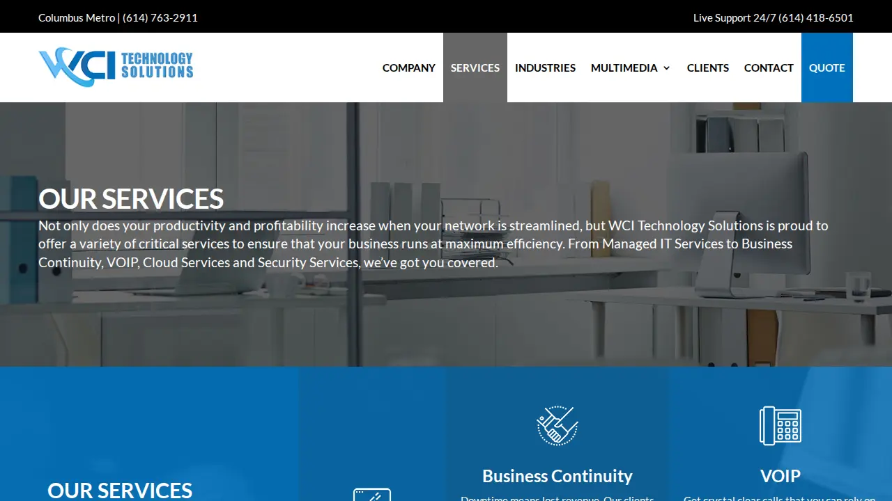 WCI Technology Solutions page