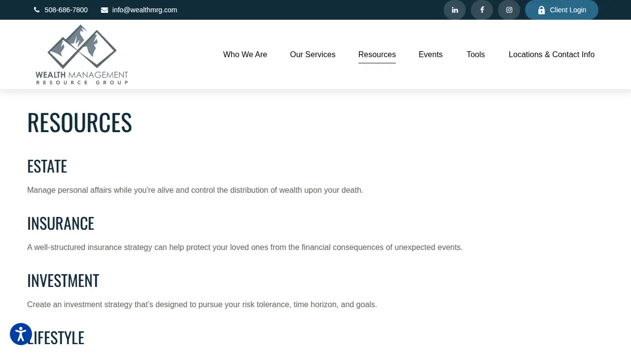 Wealth Management Resource Group page