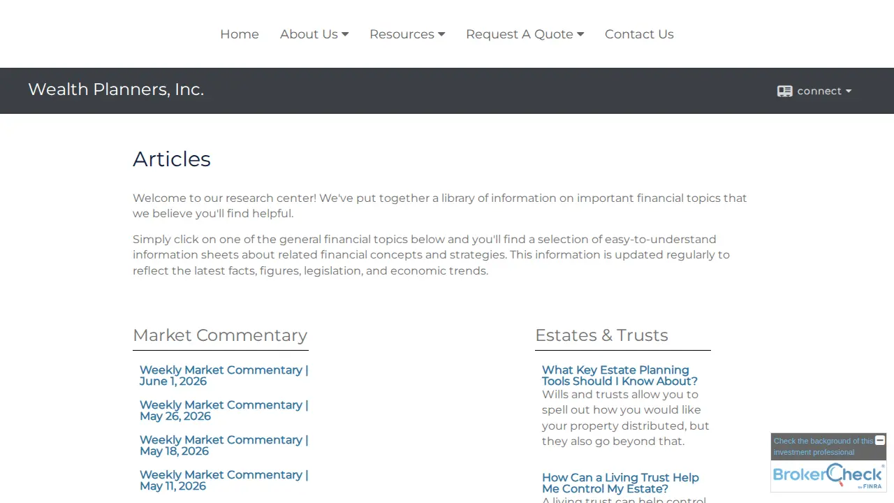 Wealth Planners, Inc. page