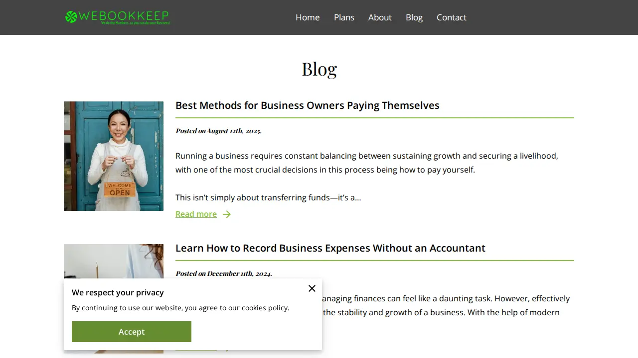 WeBookkeep page