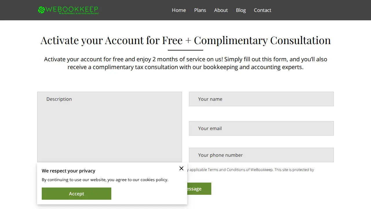 WeBookkeep page