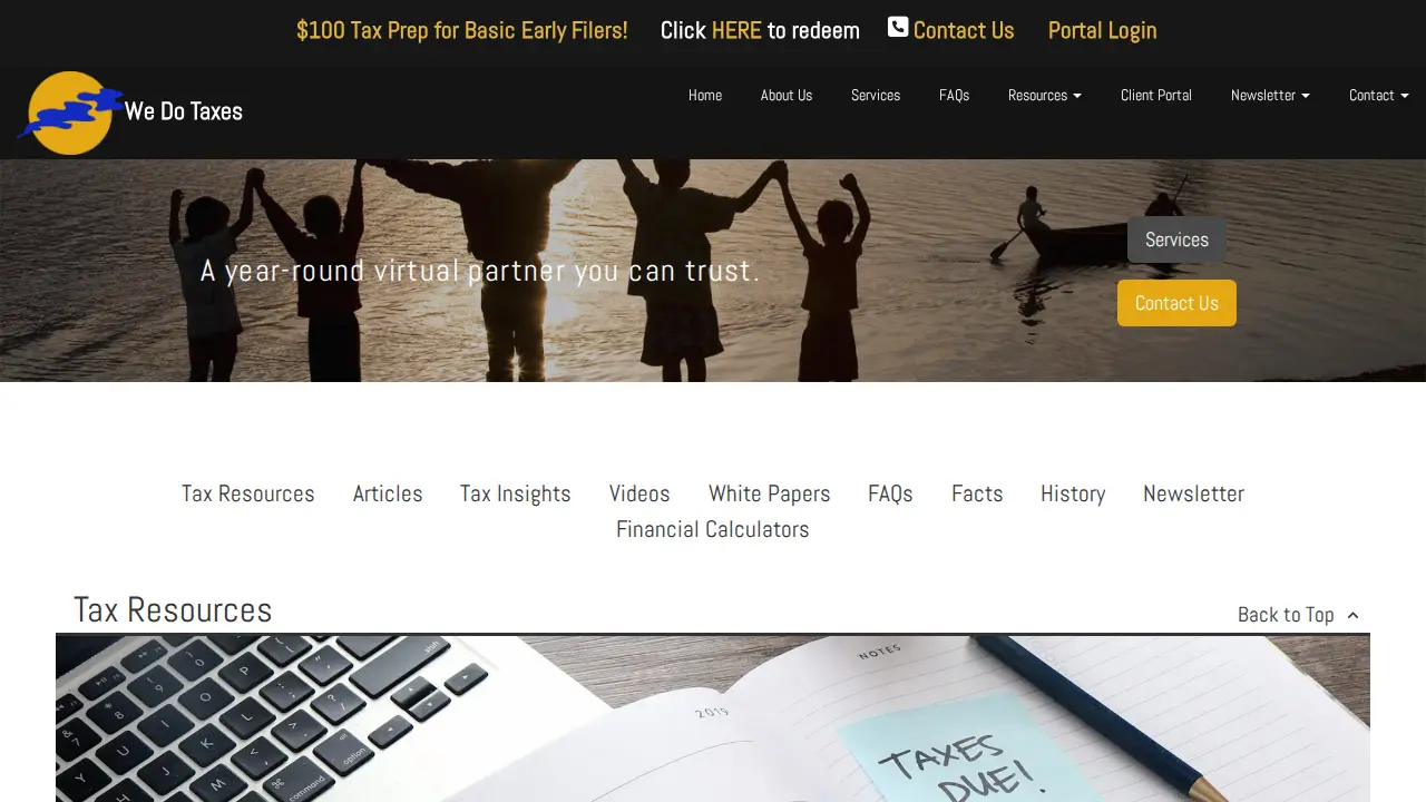 We Do Taxes page