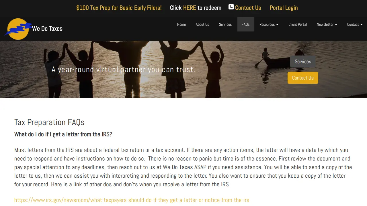 We Do Taxes page