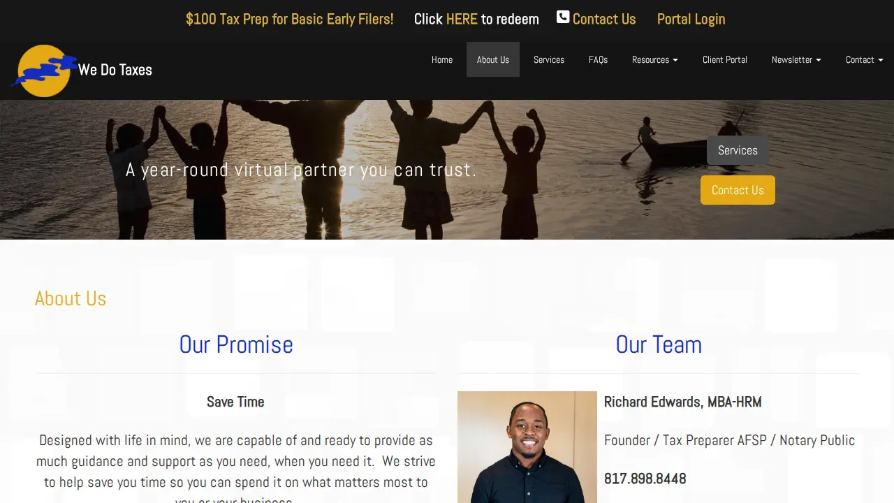 We Do Taxes page