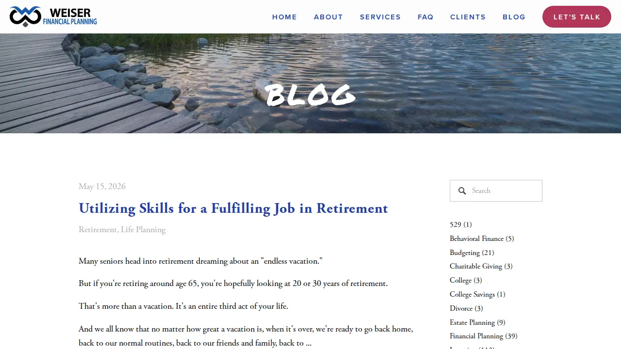 Weiser Financial Planning LLC page