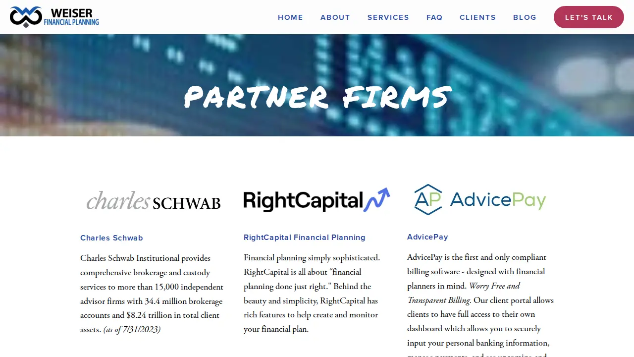 Weiser Financial Planning LLC page