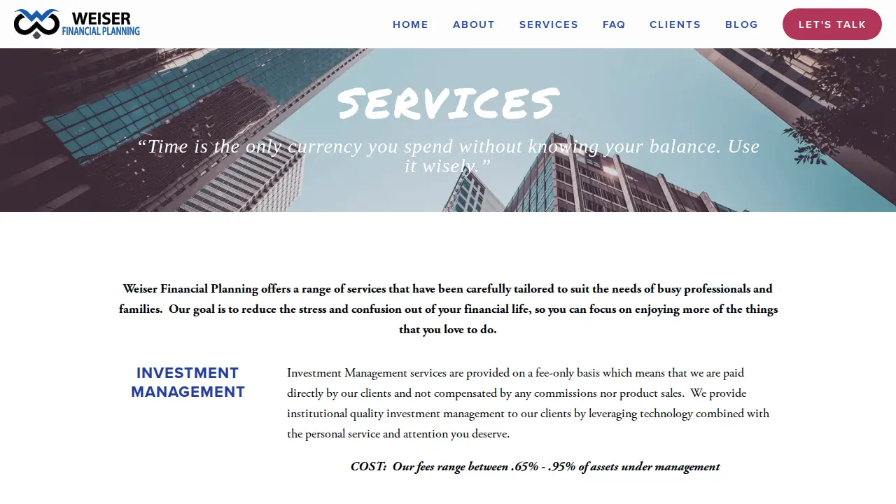 Weiser Financial Planning LLC page