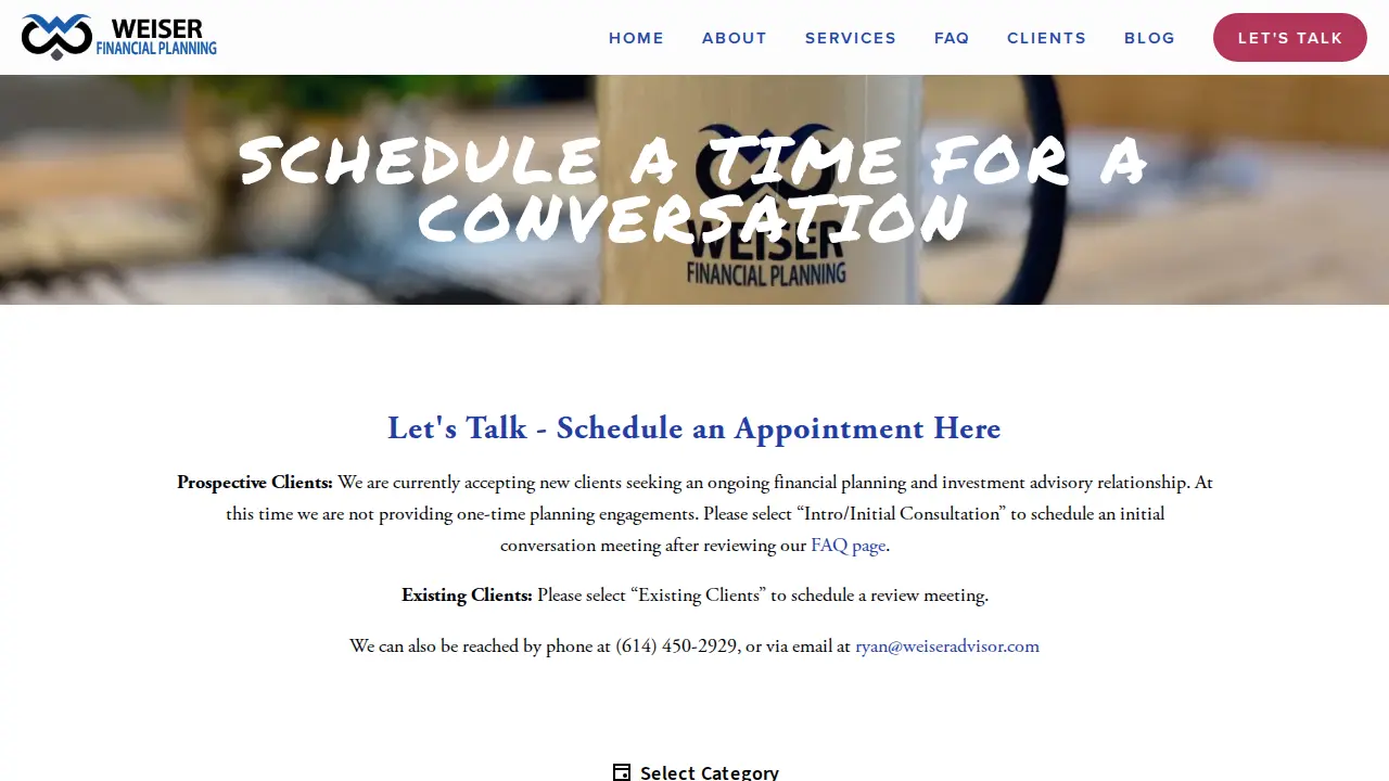 Weiser Financial Planning LLC page