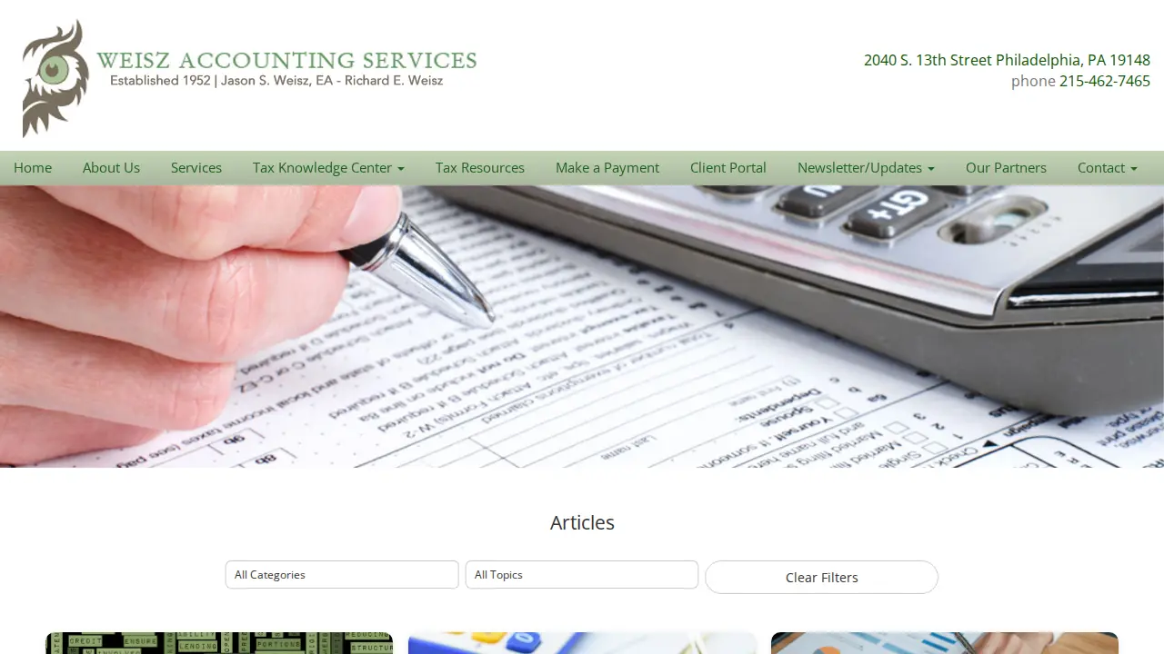 Weisz Accounting Services page