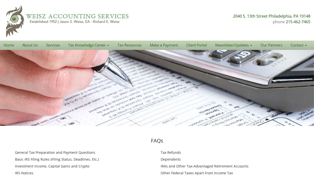 Weisz Accounting Services page