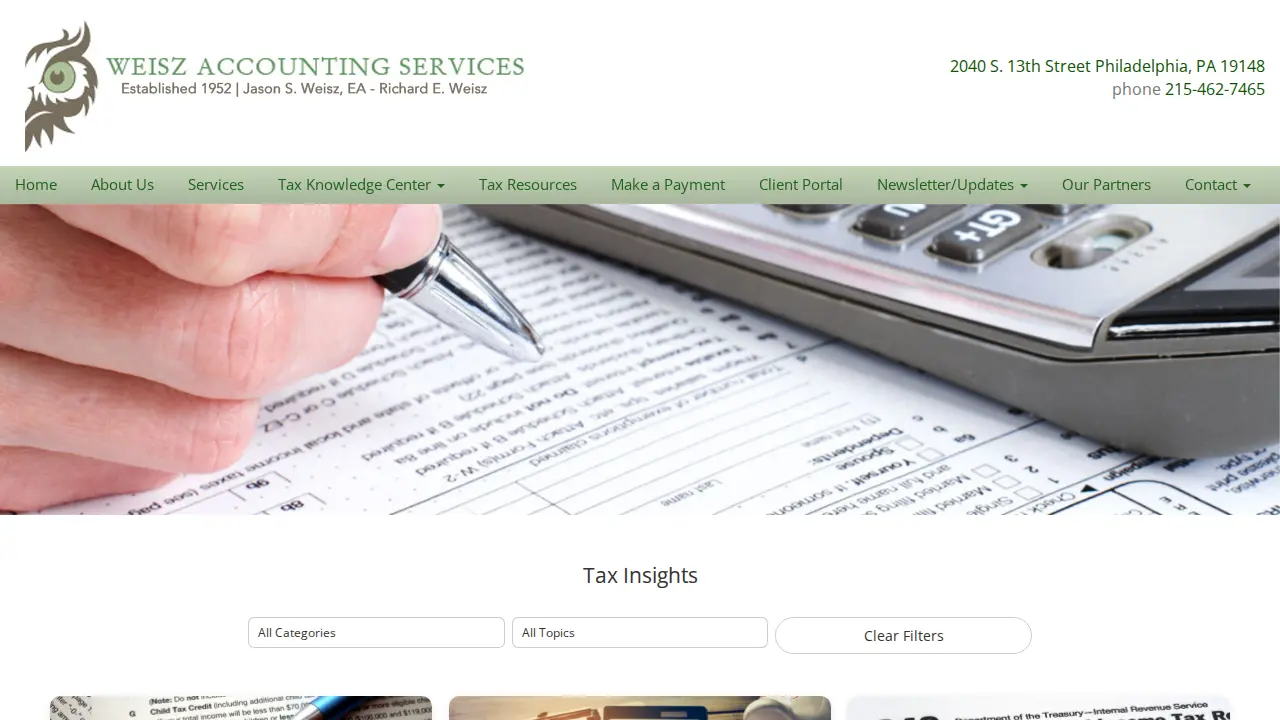 Weisz Accounting Services page
