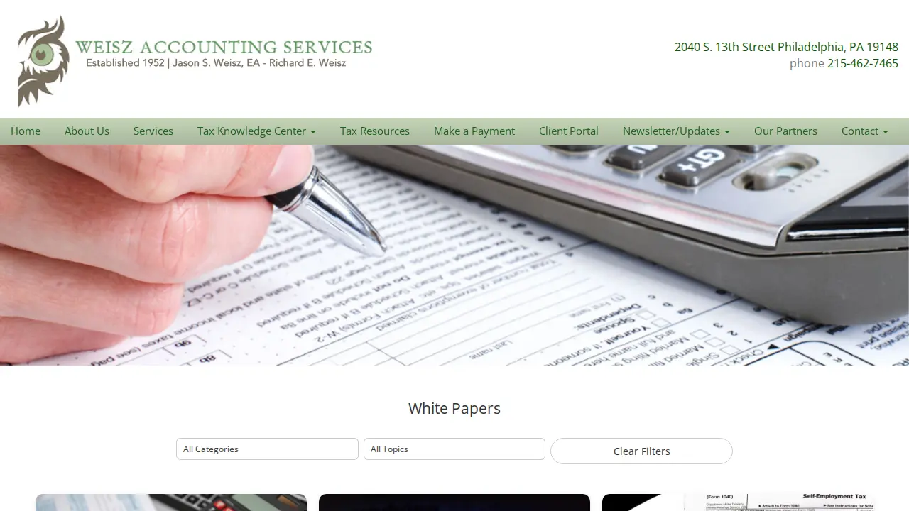 Weisz Accounting Services page