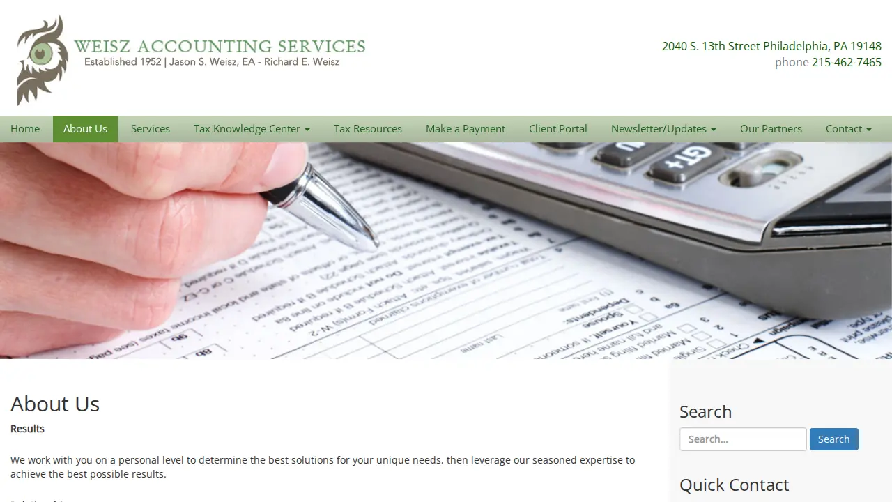 Weisz Accounting Services page
