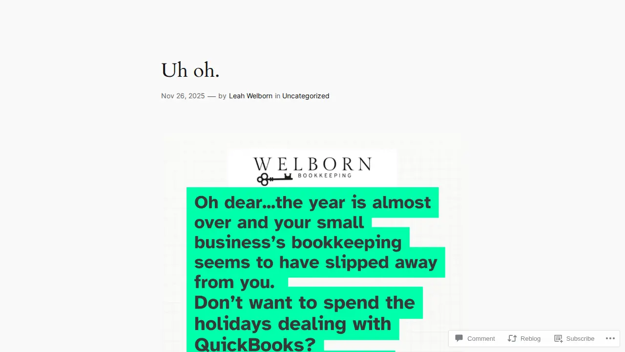 Welborn Bookkeeping page