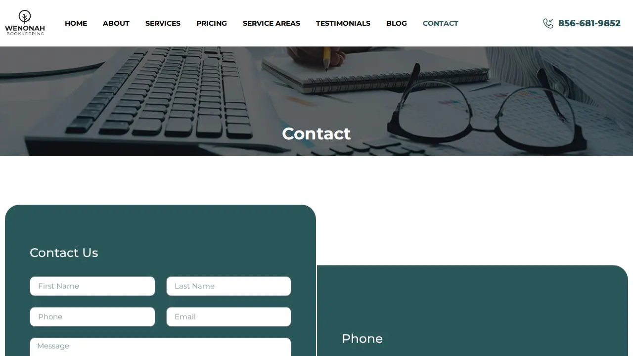 Wenonah Bookkeeping page