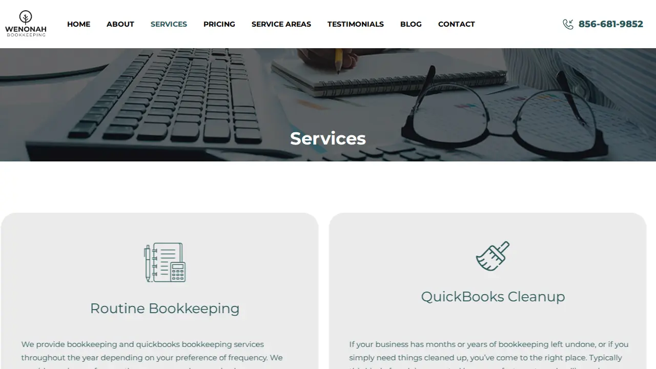 Wenonah Bookkeeping page