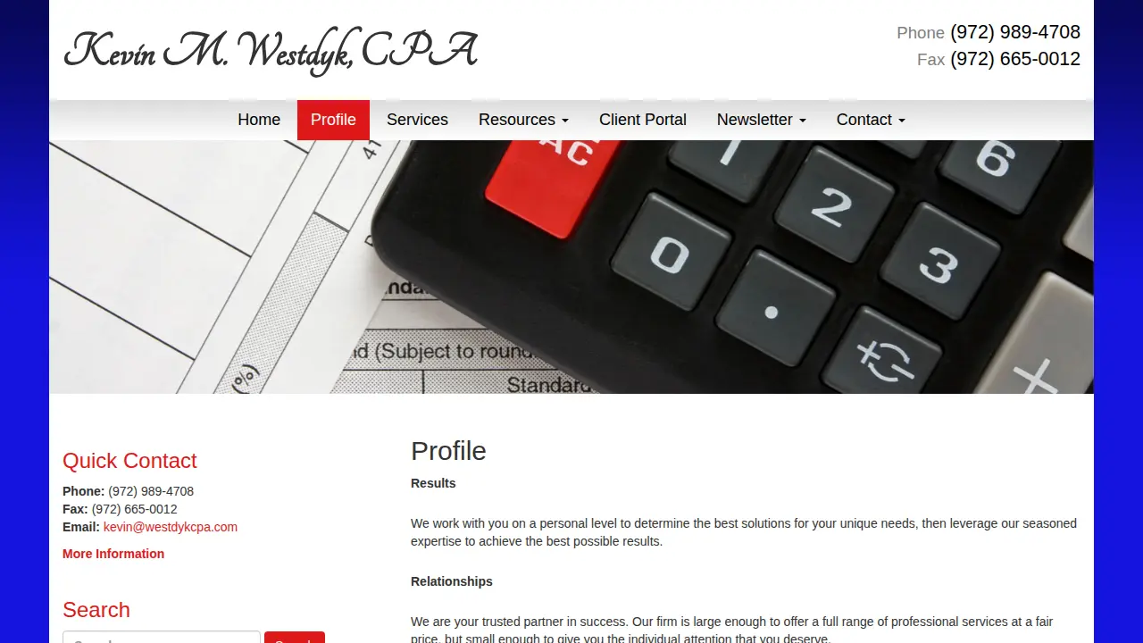 Kevin M Westdyk, CPA page