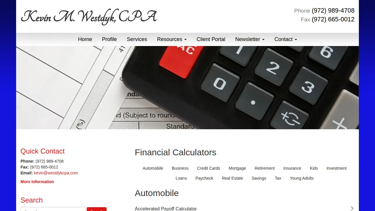 Kevin M Westdyk, CPA page