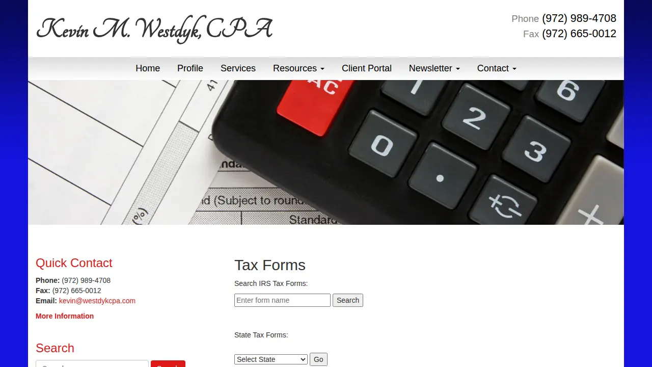 Kevin M Westdyk, CPA page