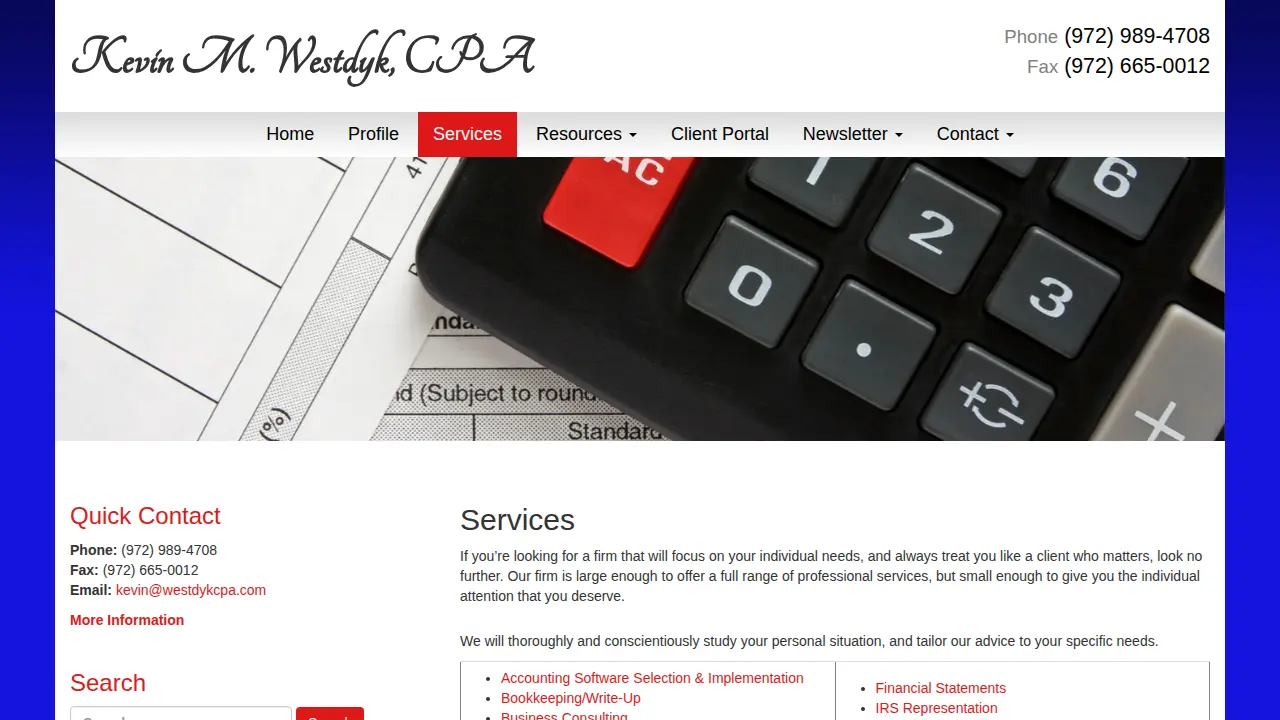 Kevin M Westdyk, CPA page