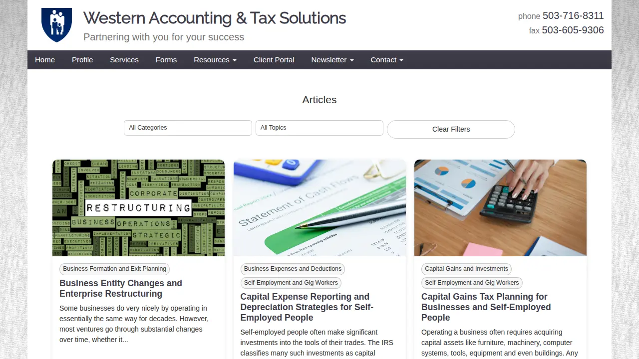 Western Accounting & Tax Solutions page