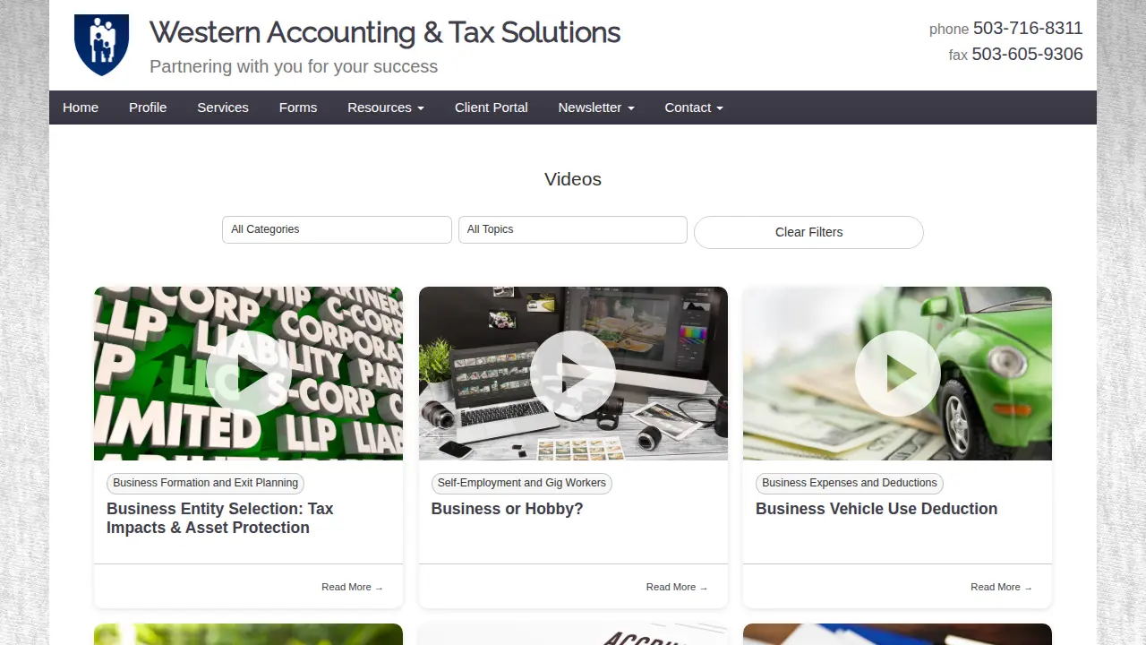 Western Accounting & Tax Solutions page