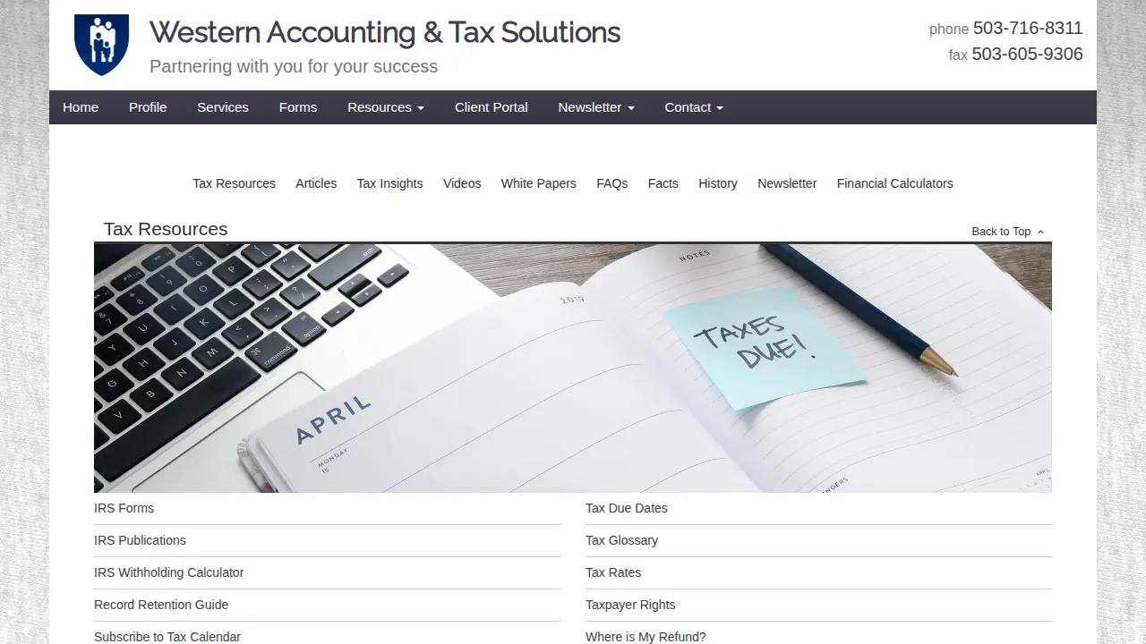 Western Accounting & Tax Solutions page