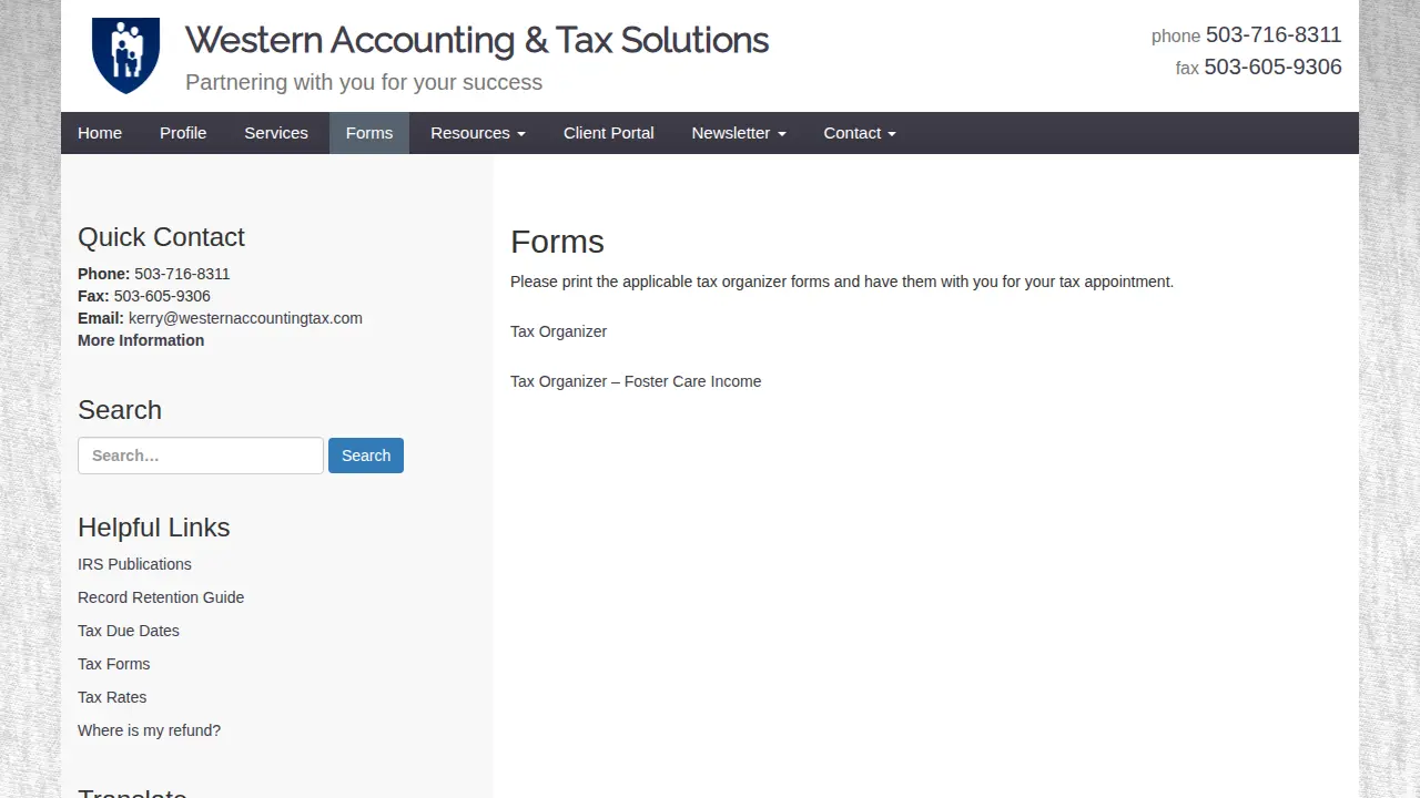Western Accounting & Tax Solutions page