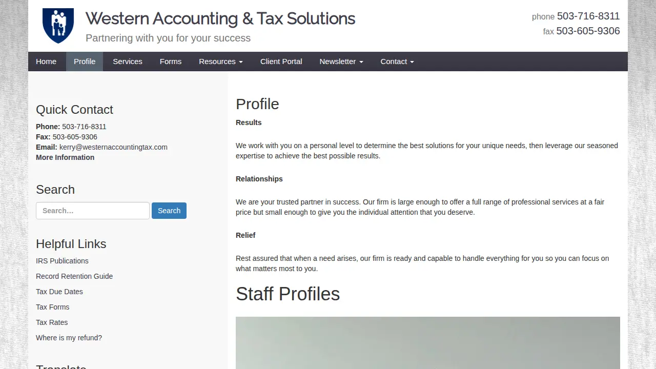 Western Accounting & Tax Solutions page