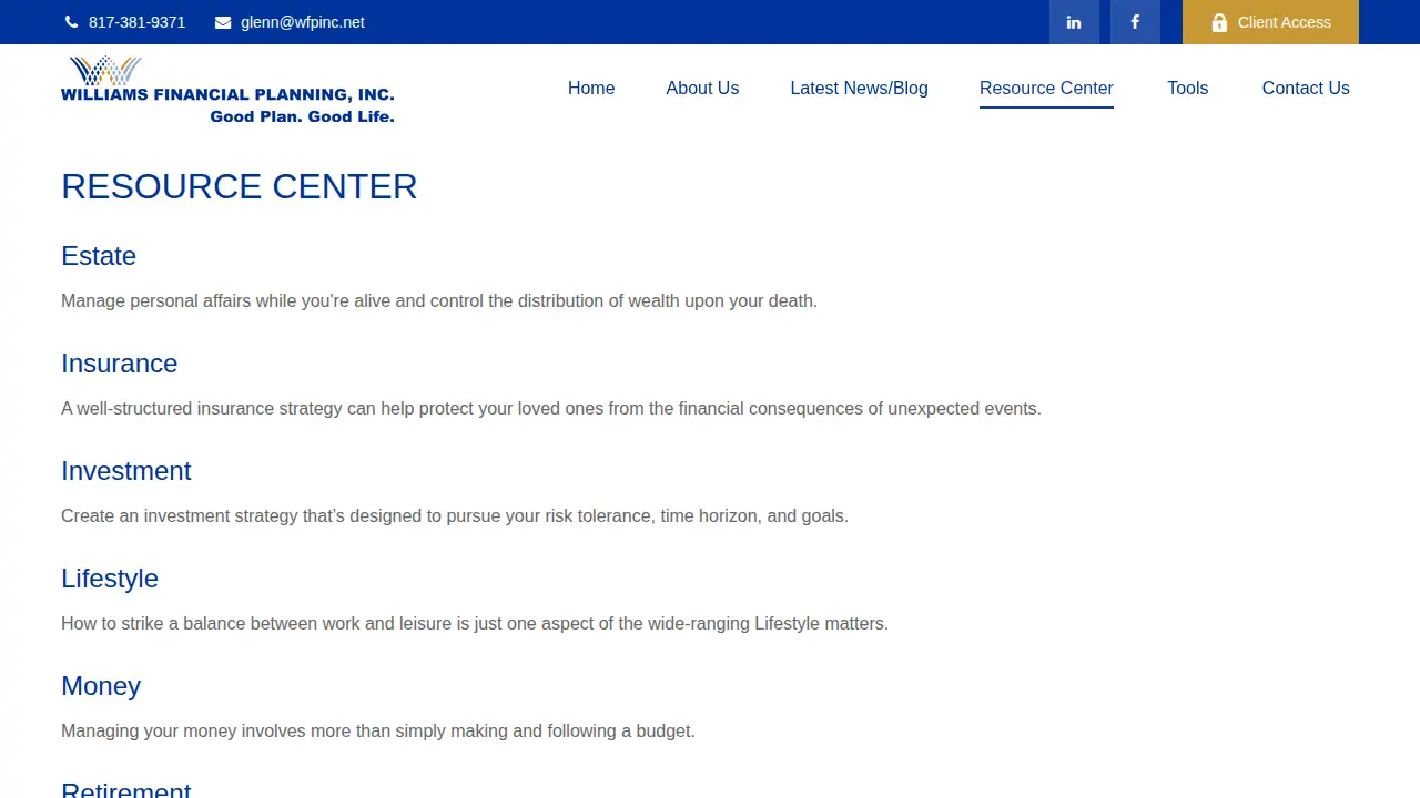 Williams Financial Planning, Inc. page