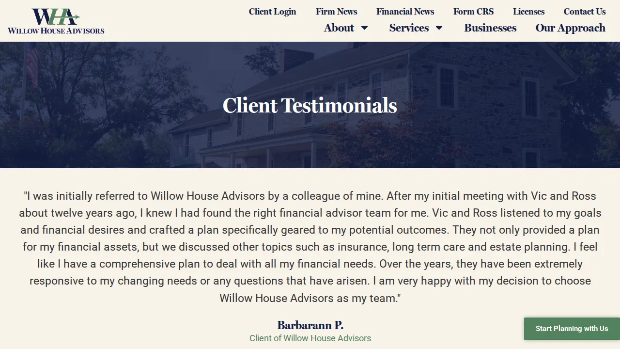 Willow House Advisors page