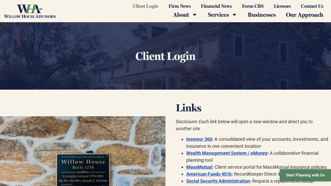 Willow House Advisors page