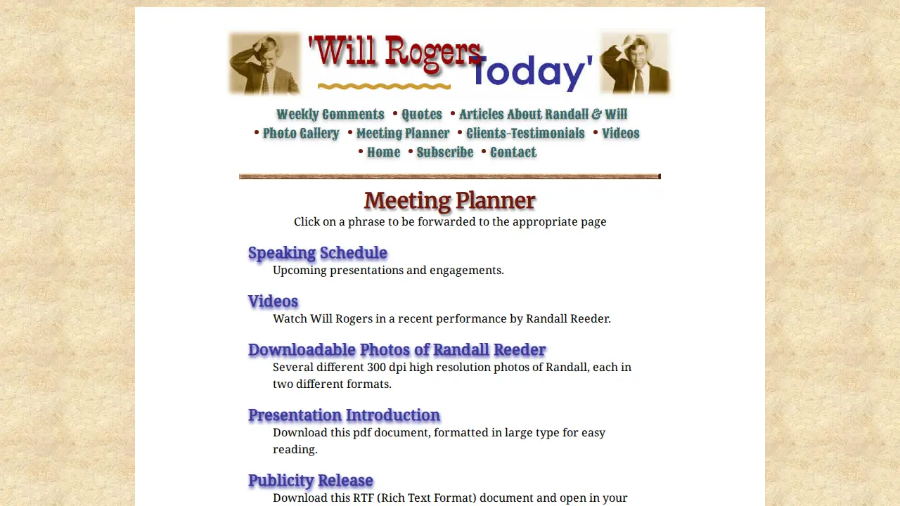 Will Rogers Today page