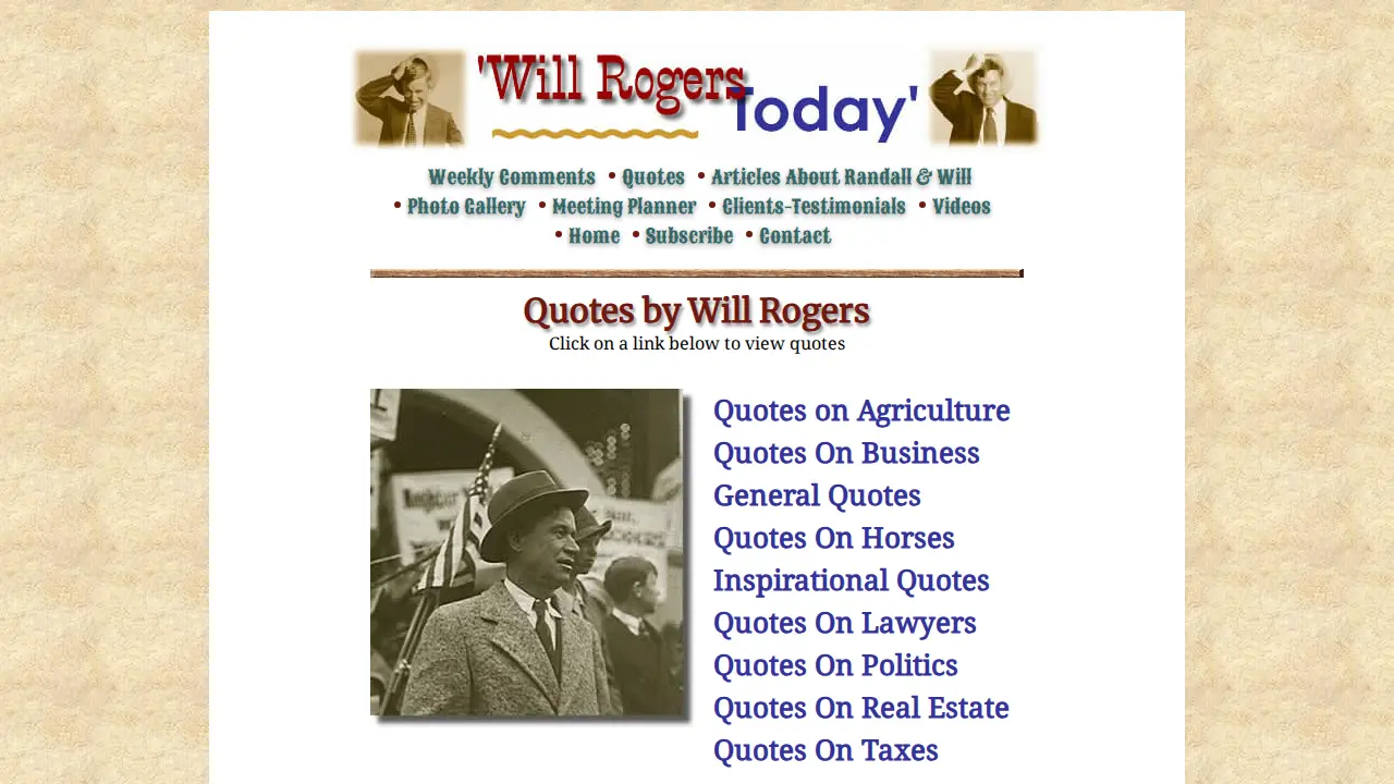 Will Rogers Today page