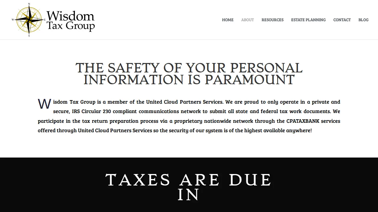 Wisdom Tax Group page