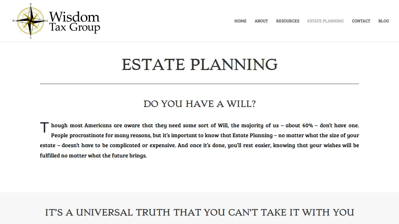 Wisdom Tax Group page