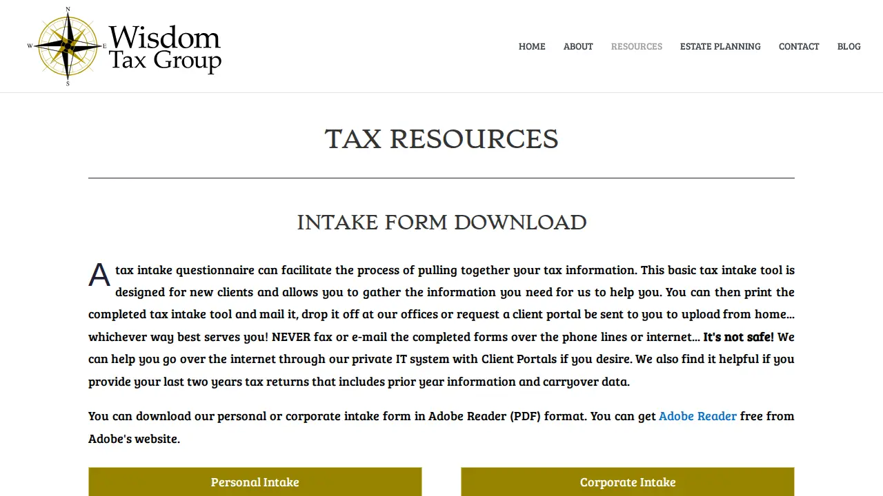 Wisdom Tax Group page