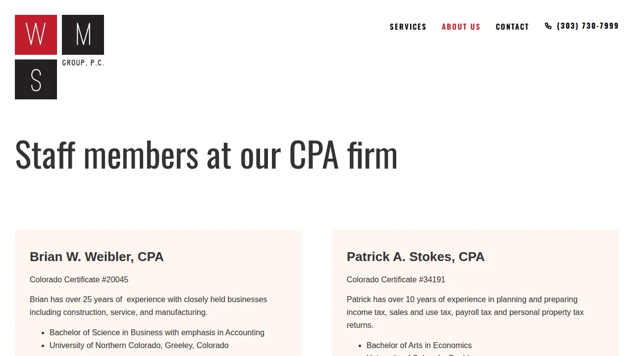 WMS GROUP P.C. page