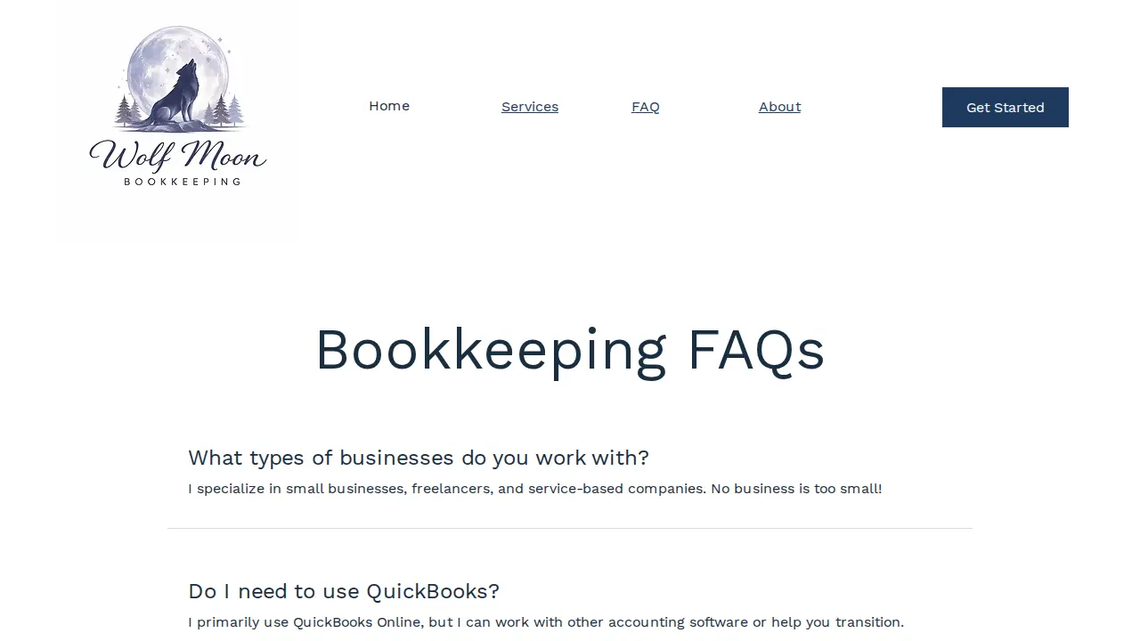 Wolf Moon Bookkeeping page