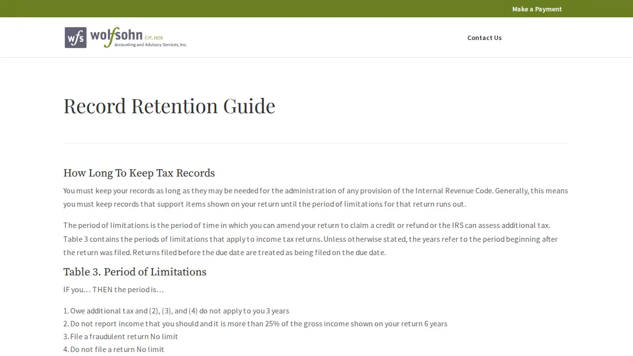Wolfsohn Financial Services page