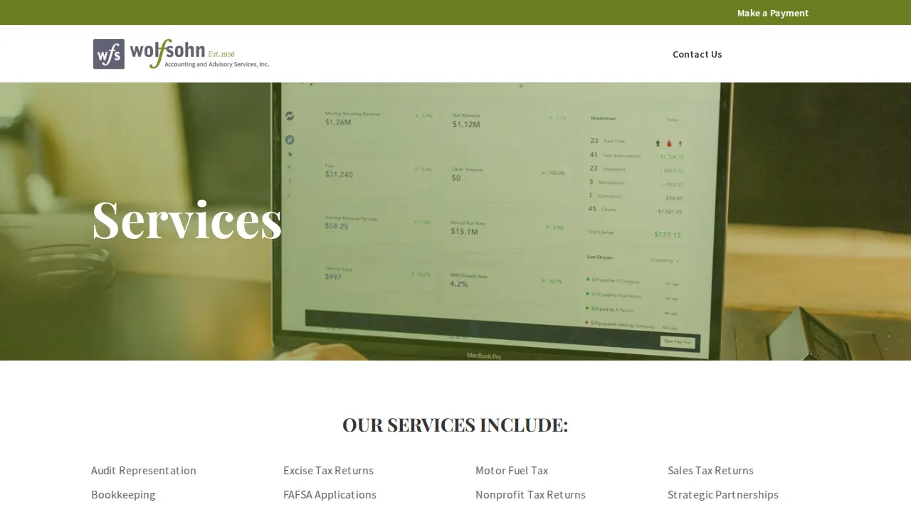 Wolfsohn Financial Services page
