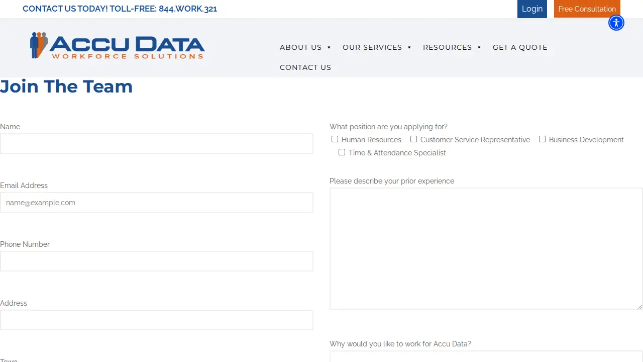 Accu Data Workforce Solutions page